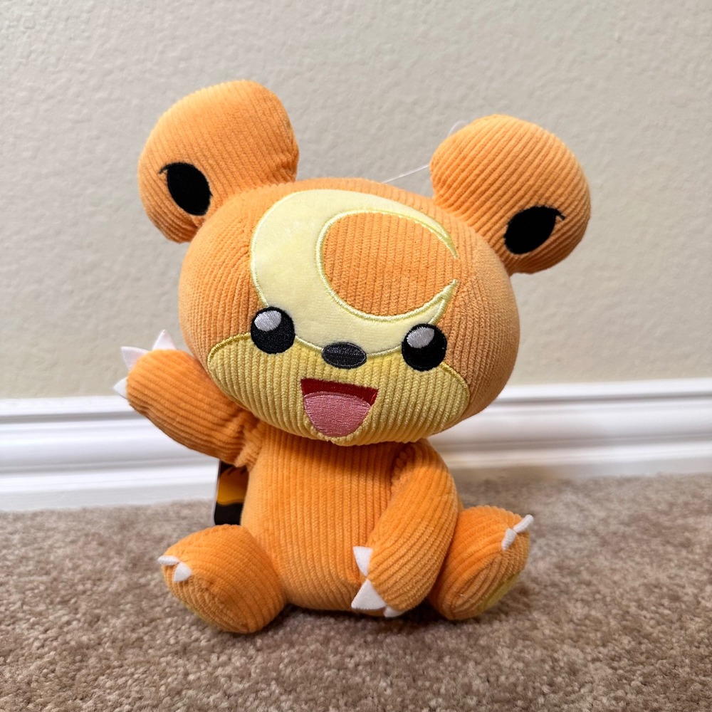 Pokemon Teddiursa Select Corduroy Plush Jazwares Orange Stuffed Animal NWT